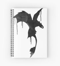 Toothless Silhouette - Ink Drips Spiral Notebook