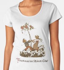 Camiseta premium de cuello ancho Se feliz ... es un mundo hermoso