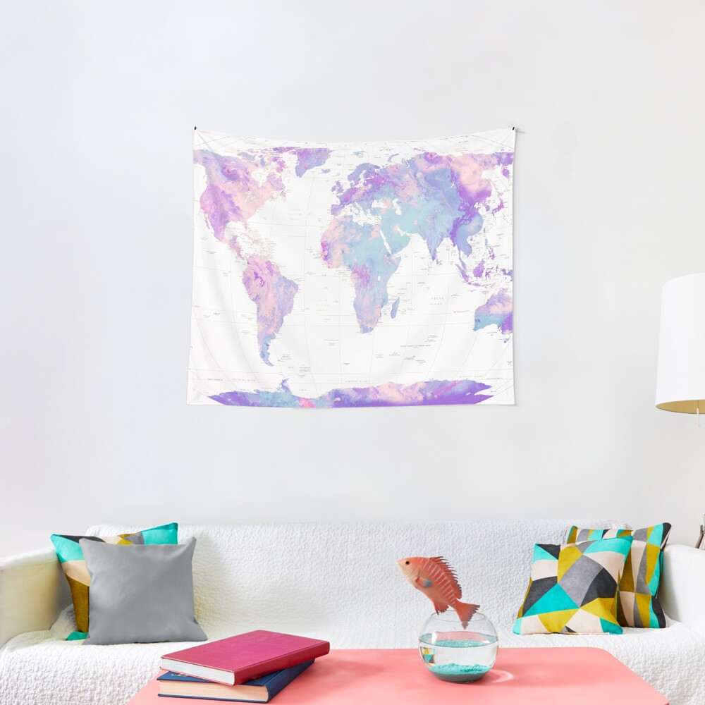 Unicorn Earth Map Tapestry