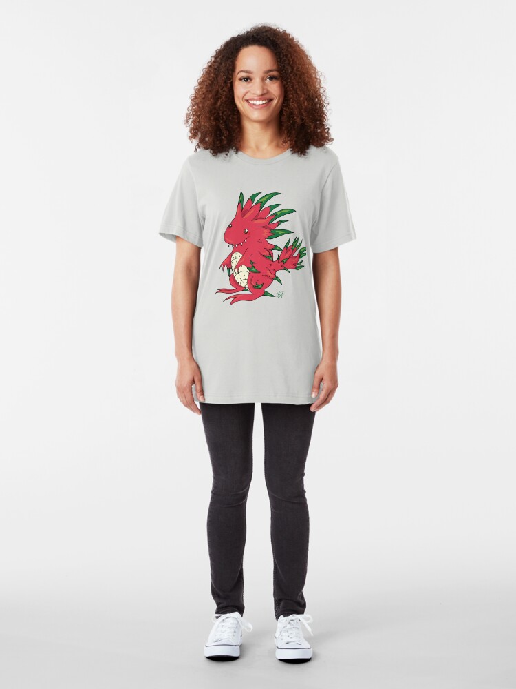 Alternate view of Dragon Fruit Dragon-White Slim Fit T-Shirt