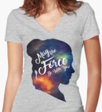 May the Force be With You - Carrie Fisher -Princess Leia Tribute Shirt Women's Fitted V-Neck T-Shirt