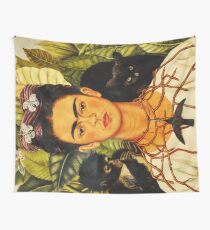 Frida Kahlo Selbstporträt mit Dornkette und Hummingbird Naive Kunstmalerei Wandbehang