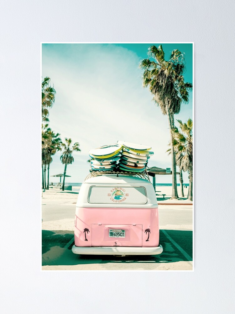 Vista alternativa de Póster Arte rosado de Kombi Van Surf