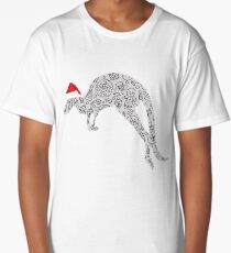 Santa Hat Kangaroo Christmas T Shirt Zoo Animal Lover Gift Long T-Shirt