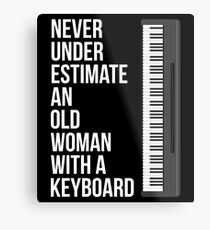 Never Underestimate An Old Woman With A Keyboard T-Shirt Mom Metal Print