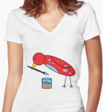 Bird Brush Women's Fitted V-Neck T-Shirt