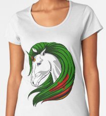 Sambia-Flaggen-Einhorn-Sambian-Flaggen-DNA-Erbe wurzelt Geschenk Premium Rundhals-Shirt