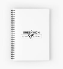 Greenwich England GPS Coordinates Map Artwork with Compass Spiral Notebook