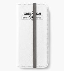 Greenwich England GPS Coordinates Map Artwork with Compass iPhone Wallet/Case/Skin