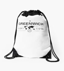 Greenwich England GPS Coordinates Map Artwork with Compass Drawstring Bag