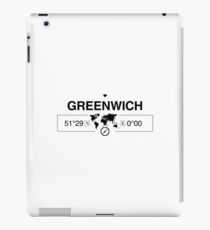 Greenwich England GPS Coordinates Map Artwork with Compass iPad Case/Skin