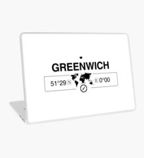 Greenwich England GPS Coordinates Map Artwork with Compass Laptop Skin