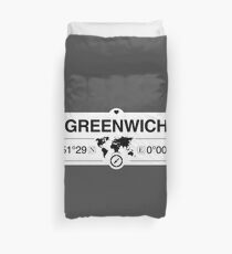 Greenwich England GPS Coordinates Map Artwork with Compass Duvet Cover
