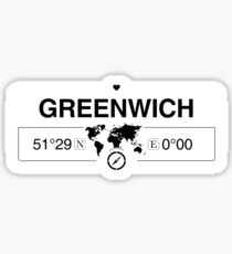 Greenwich England GPS Coordinates Map Artwork with Compass Sticker