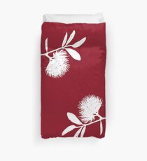 Pohutukawa- White on Red Duvet Cover