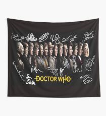 Doctor Who - All 14 Doctors with autographs. Wall Tapestry