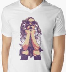 Cyberpunk Hipster Steampunk School Girl in Pigtails Men's V-Neck T-Shirt