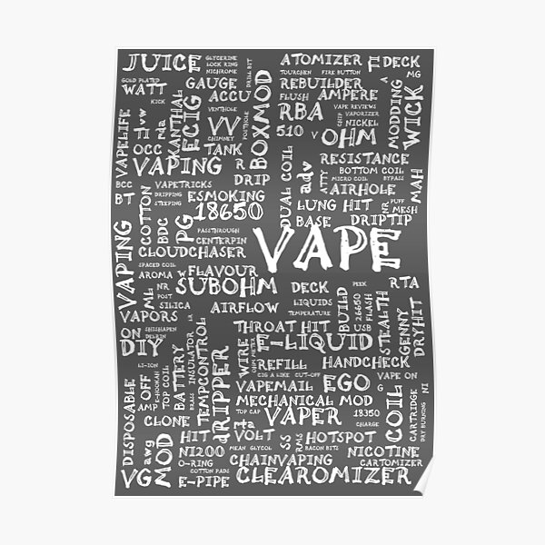 Vape Design Wordcloud Poster White Poster