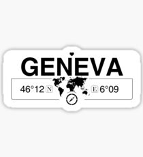 Geneva Switzerland GPS Coordinates Map Artwork with Compass Sticker