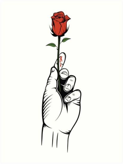 "Hand Holding a Rose" Art Print by Hoyda | Redbubble