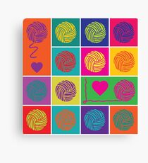Yarn Ball Colorful Block Pattern Canvas Print