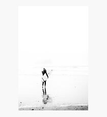 Surfer Girl on Beach - Surf Art - Black and white photography - Minimalist Photographic Print