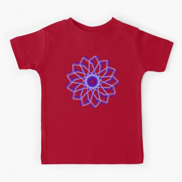 Blue Lines Abstract Geometric Flower Kids T-Shirt