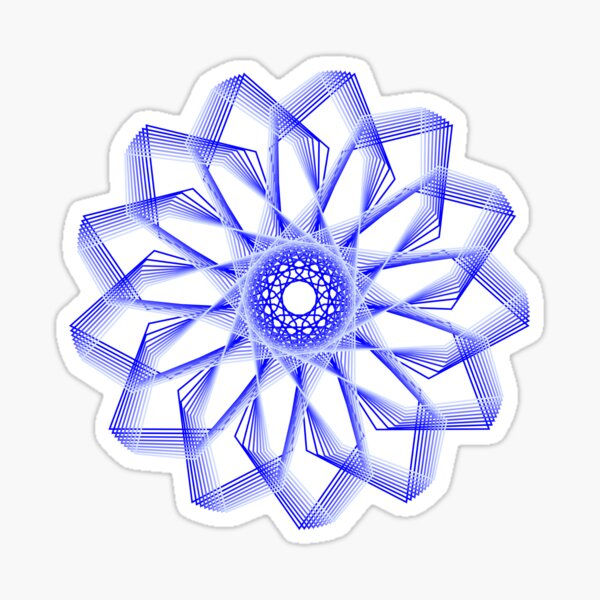 Blue Lines Abstract Geometric Flower Sticker