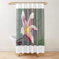 Red Star Plumeria with Wisps of Bamboo Shower Curtain