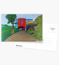 436 - BRIDGE HOUSE, PORTMEIRION - DAVE EDWARDS - COLOURED PENCILS & FINELINERS Postcards