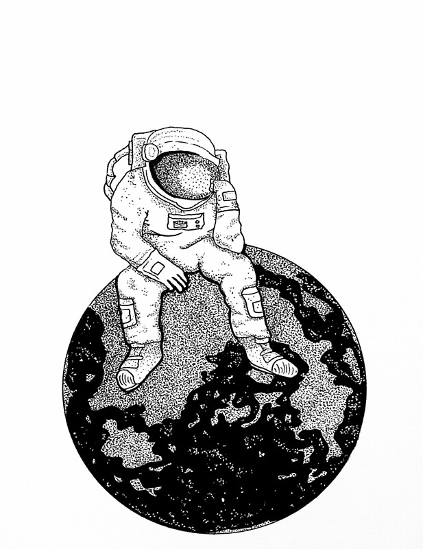 Космонавт на планете рисунок