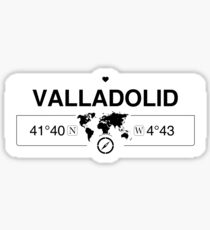 Valladolid Castile and León with World Map GPS Coordinates and Compass Sticker