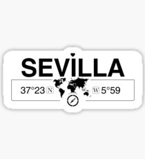 Sevilla Andalusia with World Map GPS Coordinates and Compass Sticker