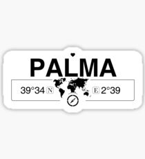 Palma Balearic Islands with World Map GPS Coordinates and Compass Sticker