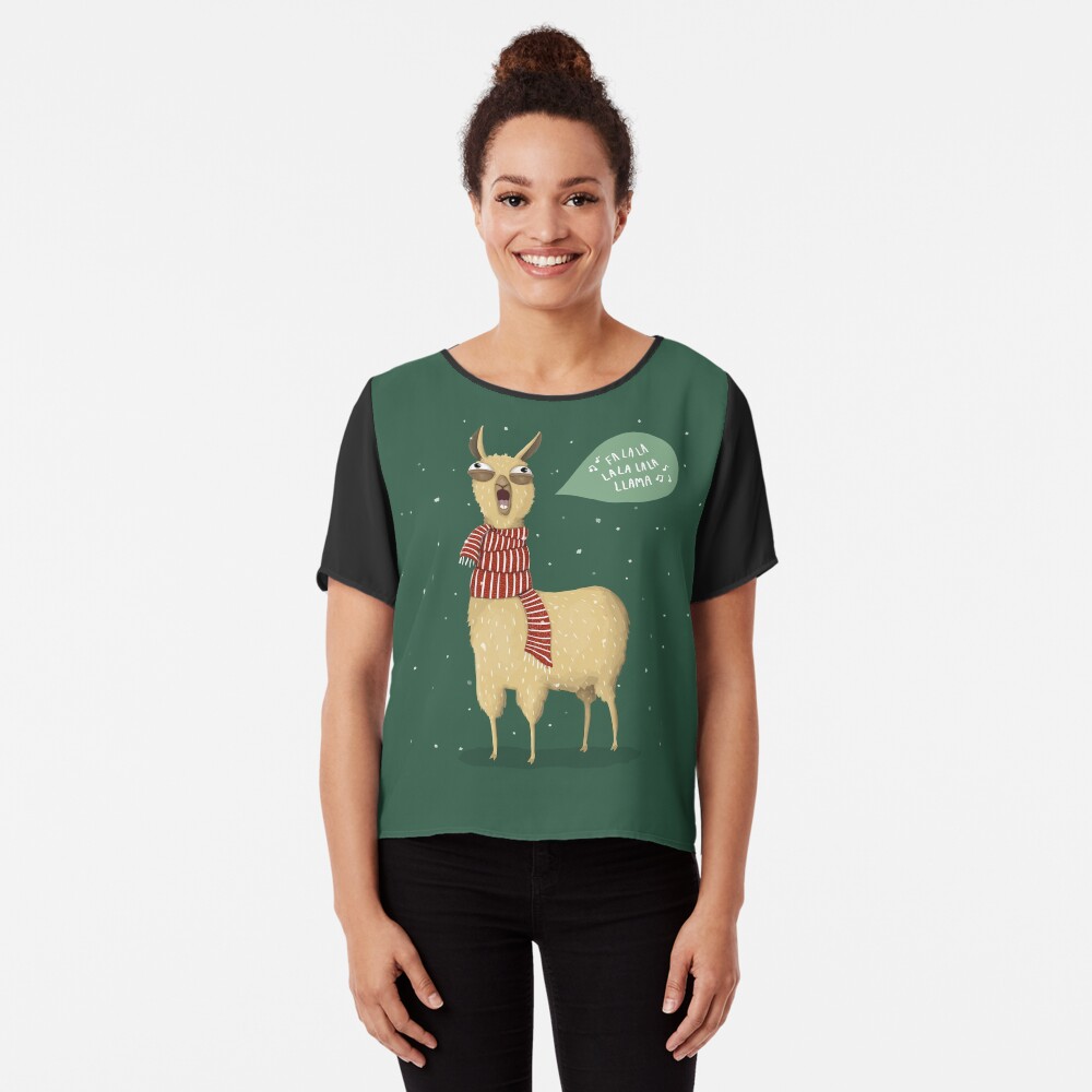 Christmas holiday Llama Chiffon Top