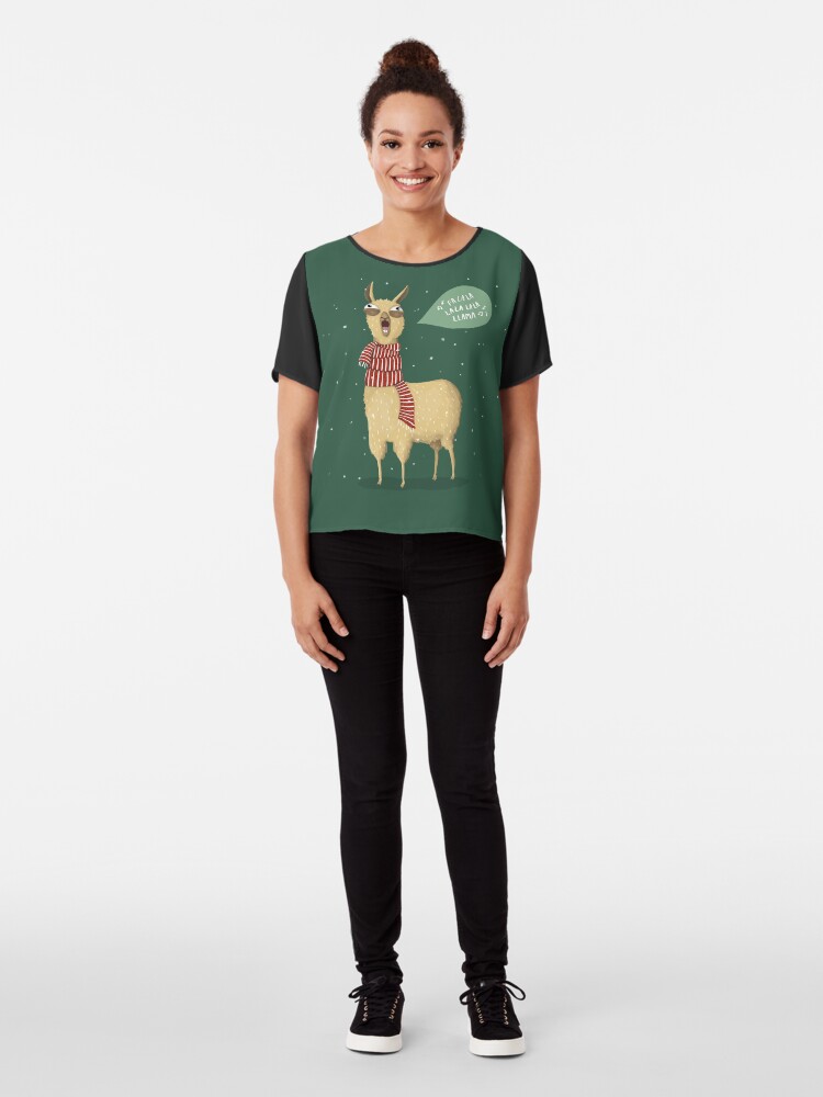 Alternate view of Christmas holiday Llama Chiffon Top
