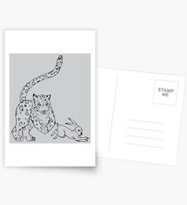 The Chase - Snow Leopard Sketch Postcards