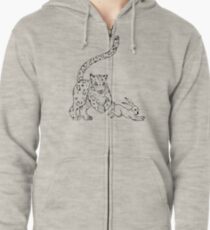 The Chase - Snow Leopard Sketch Zipped Hoodie