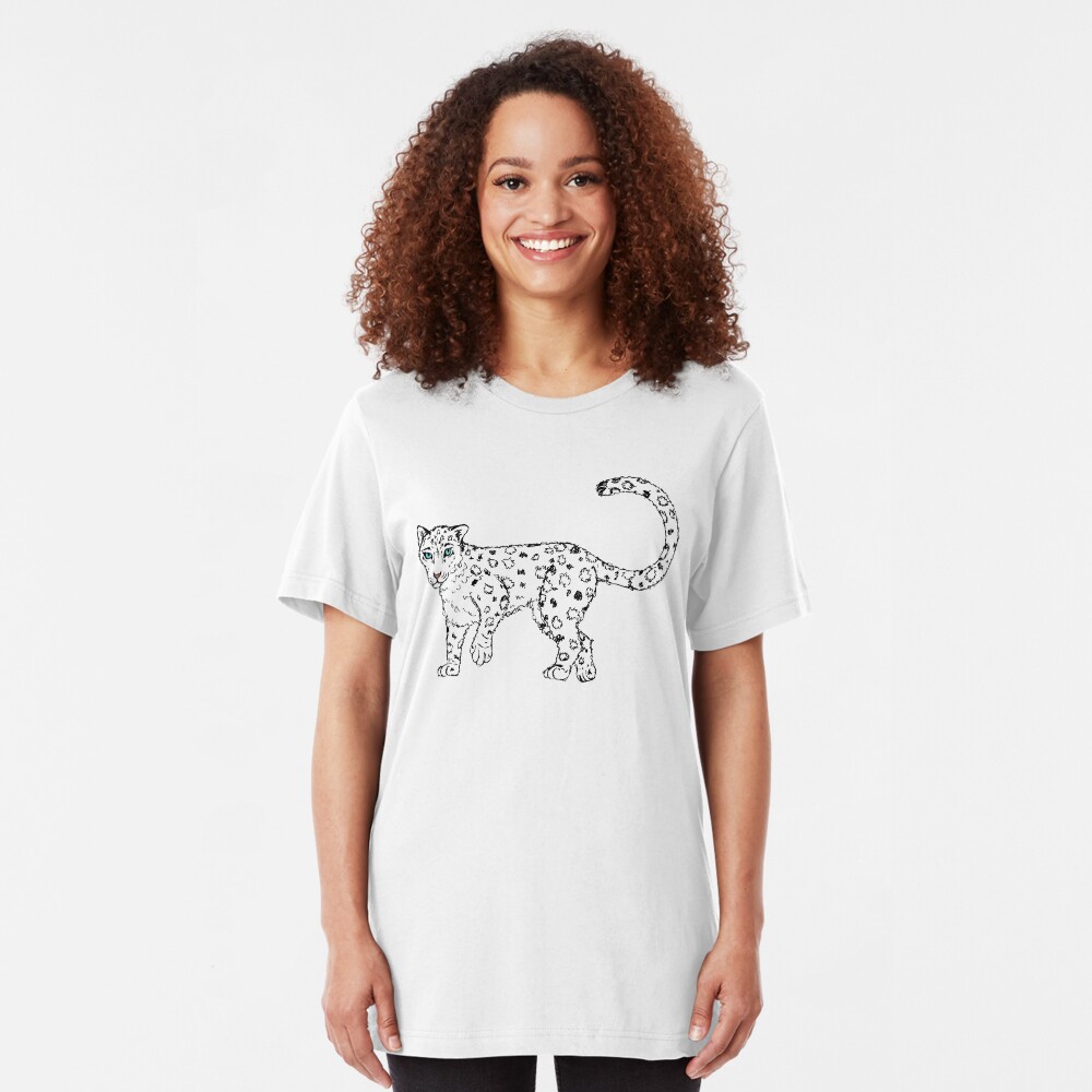 Roaming - Snow Leopard Sketch Slim Fit T-Shirt