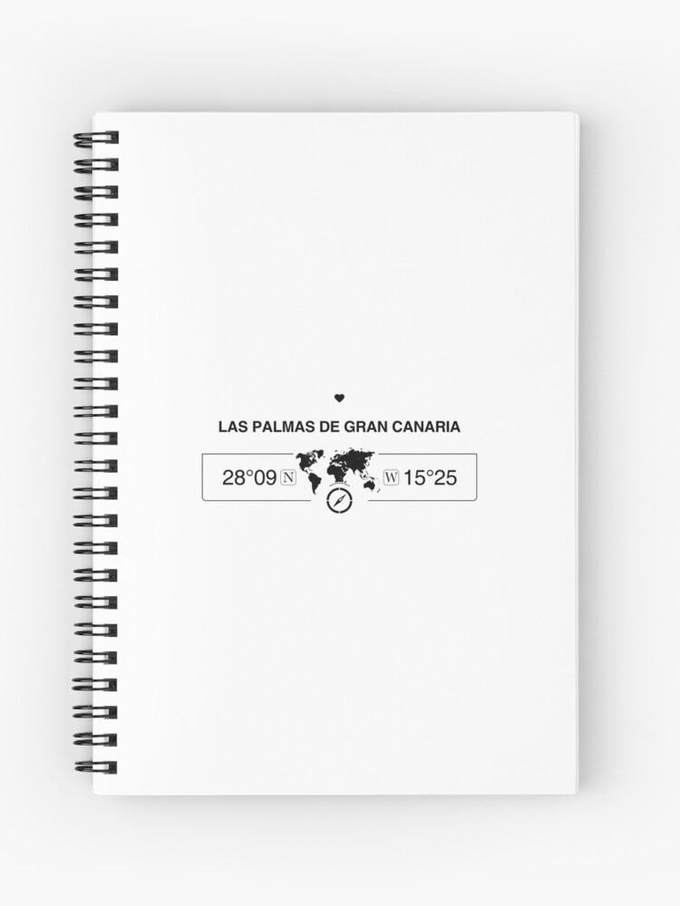 Las Palmas De Gran Canaria Iles Canaries Avec Carte Du Monde Coordonnées Gps Et Boussole Cahier à Spirale