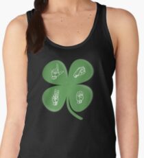 ASL LOVE Four Leaf Clover American Sign Language Women's Tank Top