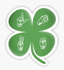 ASL LOVE Four Leaf Clover American Sign Language Sticker