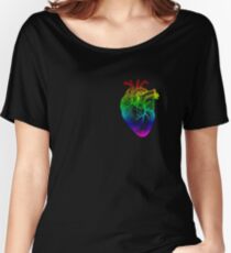 Camiseta ancha para mujer Corazón del arco iris