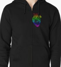 Rainbow Heart Zipped Hoodie