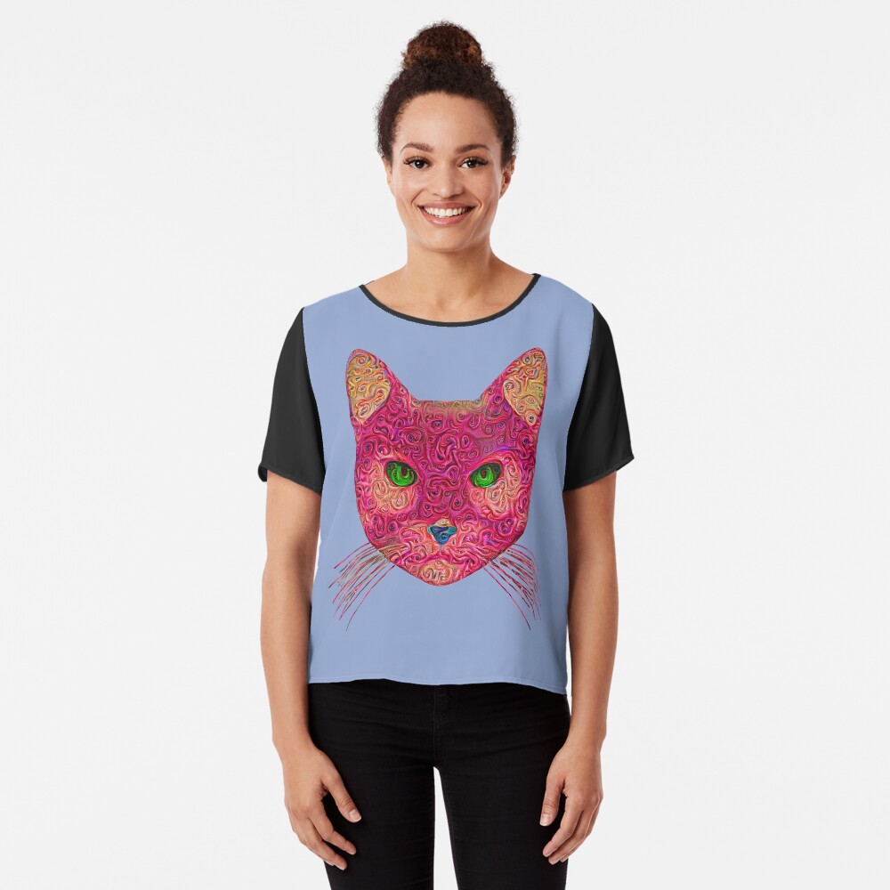 Rose Hungry Cat Chiffon Top