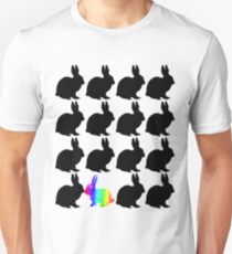 Ehrfürchtige homosexuelle LGBT Hemden Homosexuelles Regenbogen-Hemd Häschen für Stolz Ostern-Kaninchen-Wasserfarbe Slim Fit T-Shirt