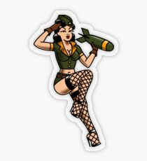 Patriotic Bomber Gal Pin-up Transparent Sticker