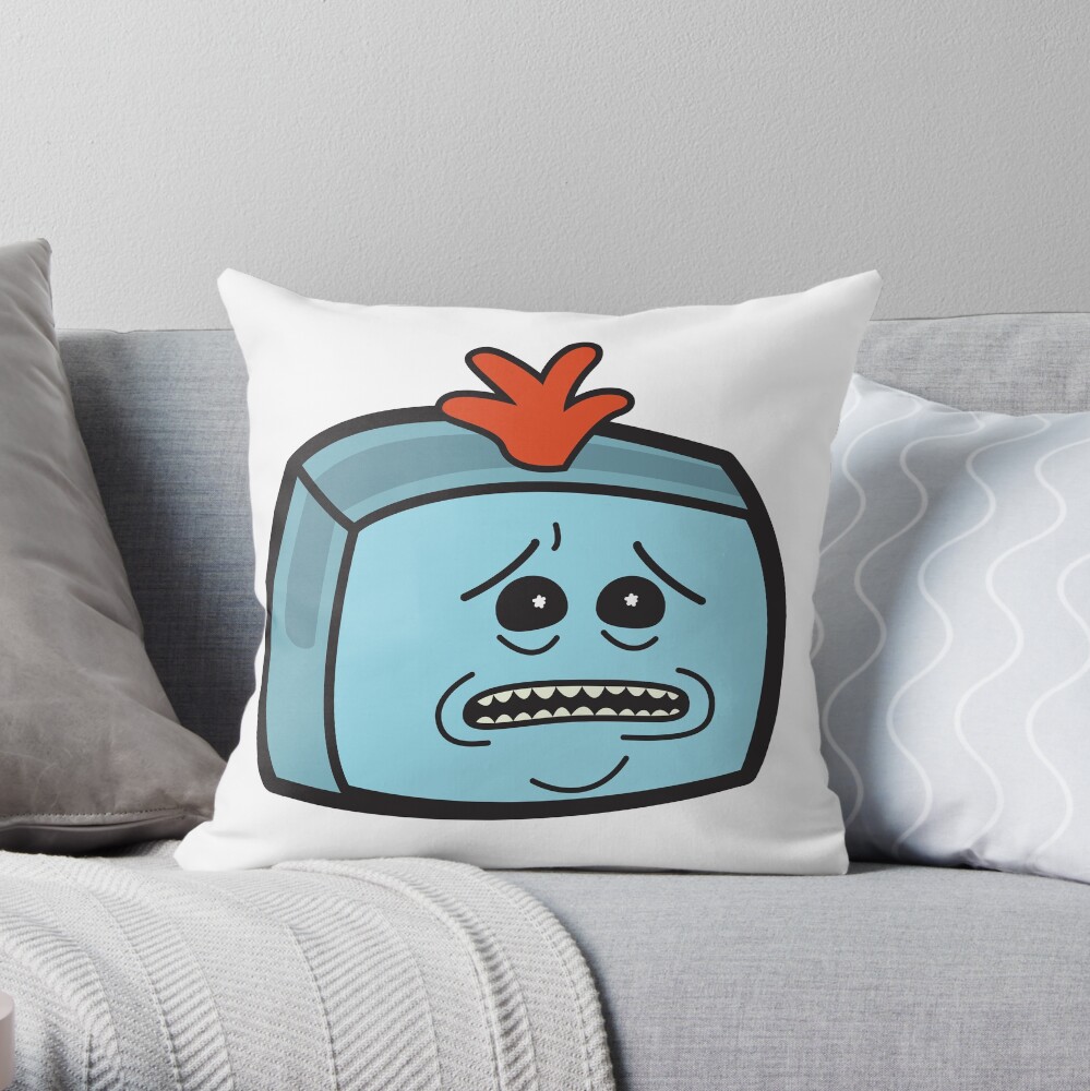 Mr. Meeseeks - Rick and Morty Boxheadz Dimension Throw Pillow