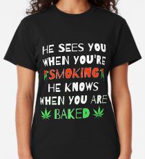 Weed and Cannabis Smoking 420 Marijuana Christmas Classic T-Shirt