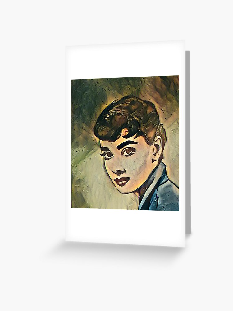 Audrey Hepburn Short Hair Greeting Card By Aithatpaints Redbubble
